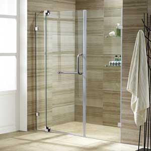 VIGO Pirouette 48 to 54-in. Frameless Shower Door with .375-in. Clear Glass and Chrome Hardware
