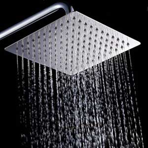 Yodel 12 Inch Solid Square Ultra Thin Stainless Steel Rain Shower Head, Chrome Stainless #304 Steel