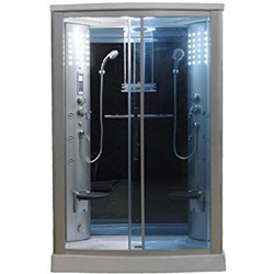 Sliding Door Steam Shower Enclosure Unit Glass Color: Blue